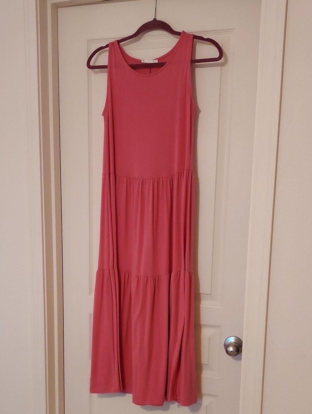 Zenana Outfitters Sleeveless Tiered Maxi Dress in Rose Pink